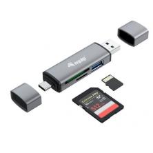 OfiElche-RATONES Y PERIFERICOS-Lector de Tarjetas SD/MicroSD hasta 2TB con Conectores USB-A y USB-C