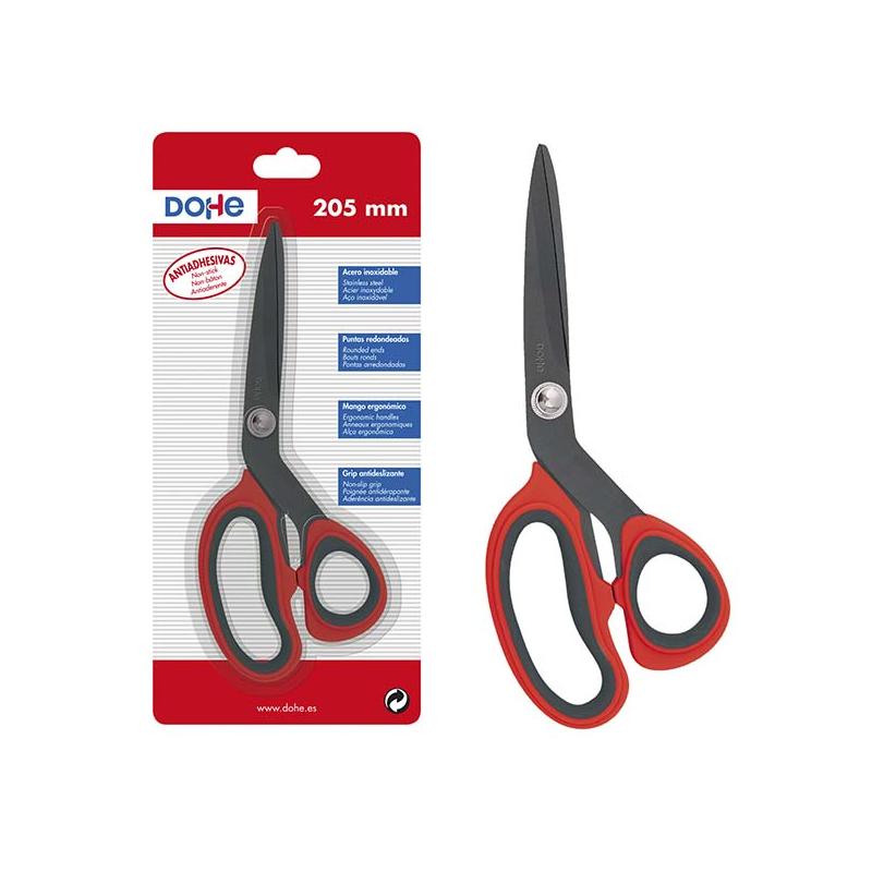 OfiElche-TIJERAS, CUTTER Y ACCESORIOS DE CORTE-TIJERA ANTIADHESIVA DOHE ERGONÓMICA 205 MM. ROJOG